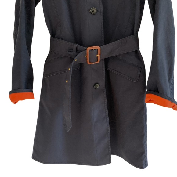 Michael Kors Navy & Orange Trench Coat. XS - Picture 5 of 6